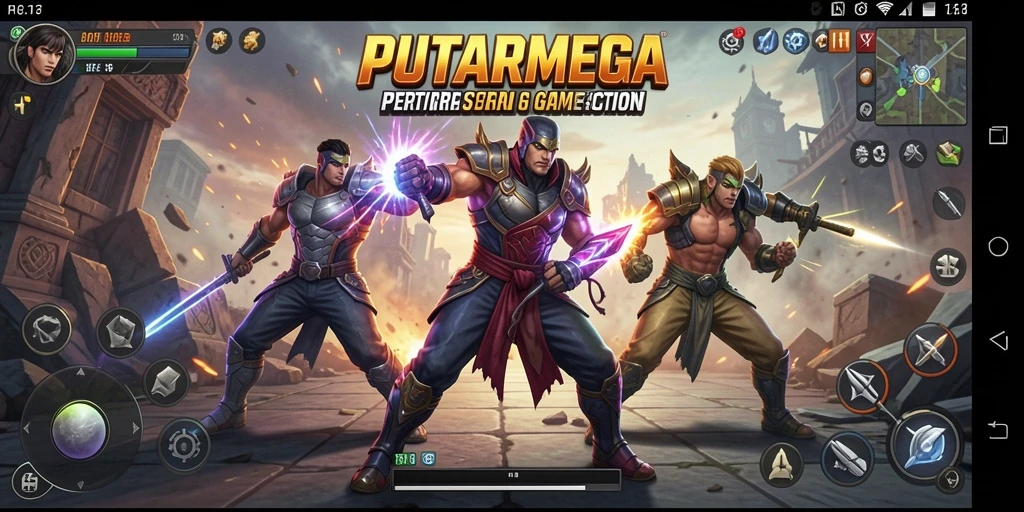 Screenshot PUTARMEGA menampilkan pertempuran aksi yang mendebarkan.